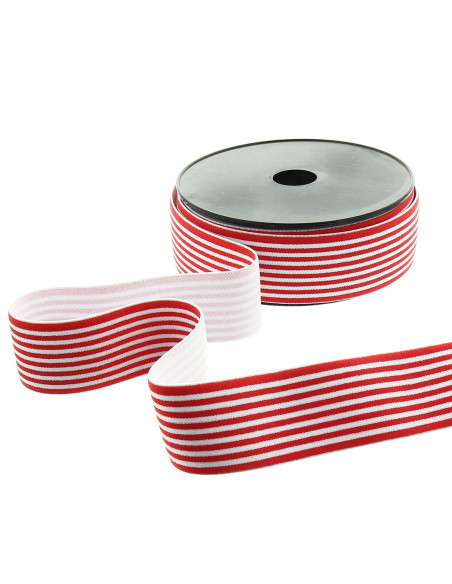Fantasie elastiek met fijne strepen 40 mm - Rood