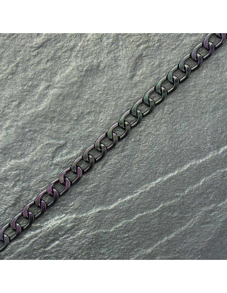 Platte aluminium ketting 10 mm - Zwart