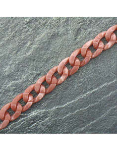 Platte ketting van acryl 20 mm - Roze schildpadschubben