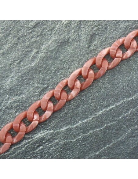 Platte ketting van acryl 20 mm - Roze schildpadschubben