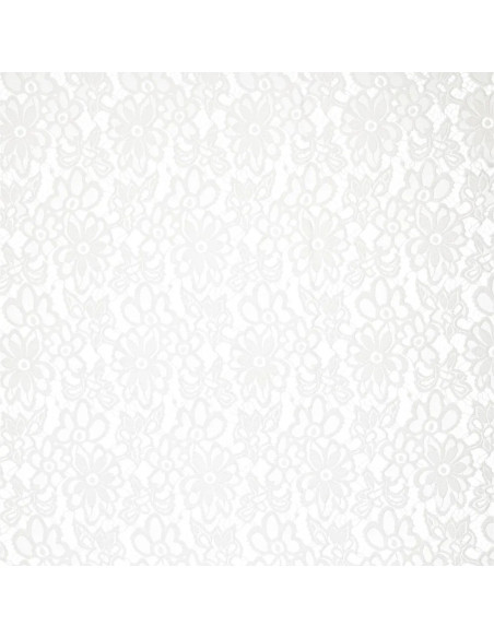 Stretch guipure stof Bloom - Wit
