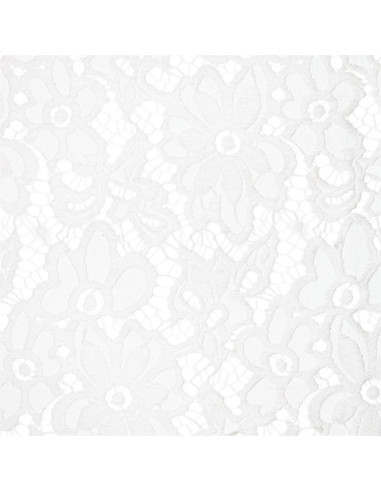 Stretch guipure stof Bloom - Wit
