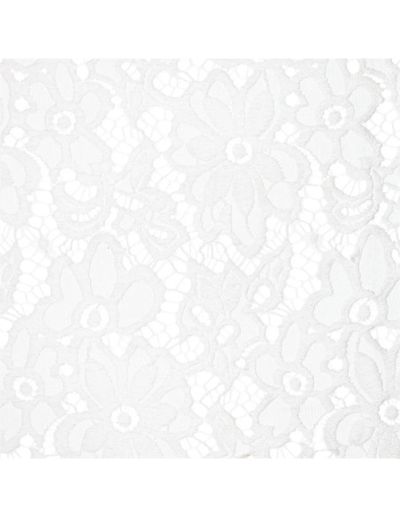 Stretch guipure stof Bloom - Wit