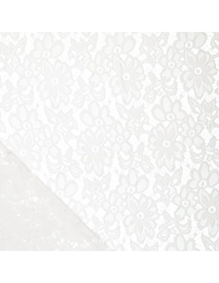 Stretch guipure stof Bloom - Wit