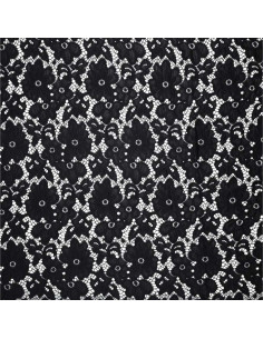Stretch guipure stof Bloom - Zwart 2
