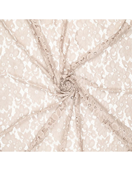Stretch guipure stof Bloom - Beige