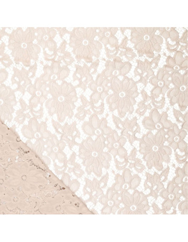 Stretch guipure stof Bloom - Beige