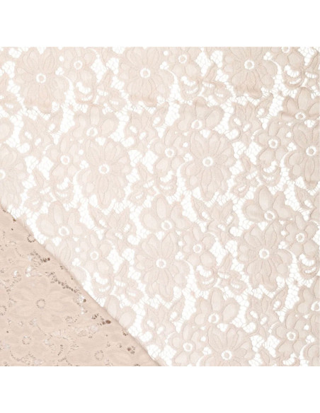 Stretch guipure stof Bloom - Beige