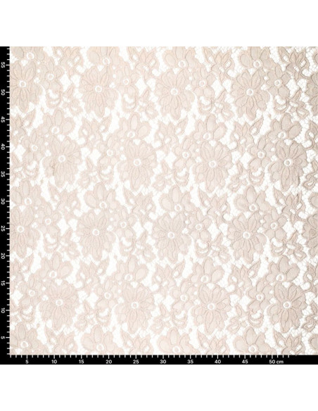 Stretch guipure stof Bloom - Beige