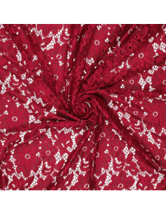 Stretch guipure stof Bloom - Rood