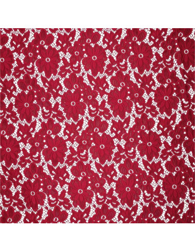 Stretch guipure stof Bloom - Rood