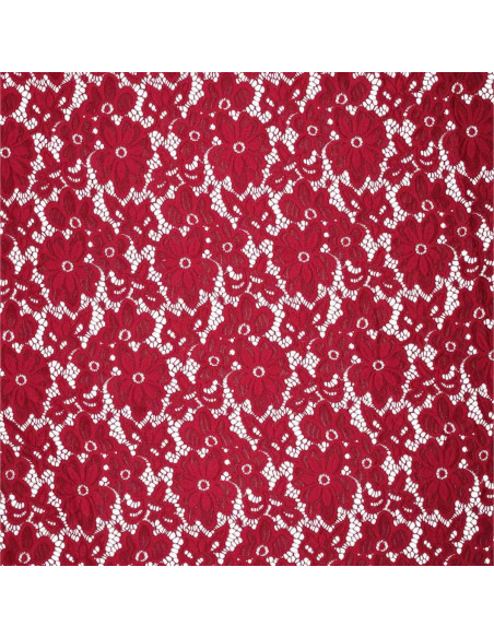 Stretch guipure stof Bloom - Rood
