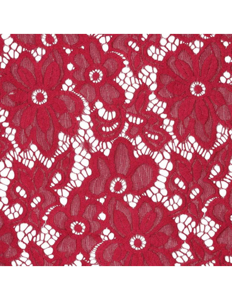 Stretch guipure stof Bloom - Rood