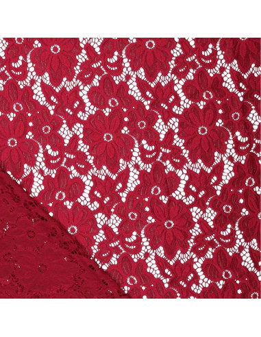Stretch guipure stof Bloom - Rood