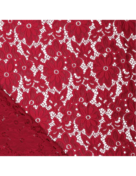 Stretch guipure stof Bloom - Rood