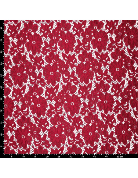 Stretch guipure stof Bloom - Rood