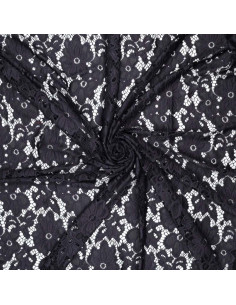 Stretch guipure stof Bloom - Marineblauw