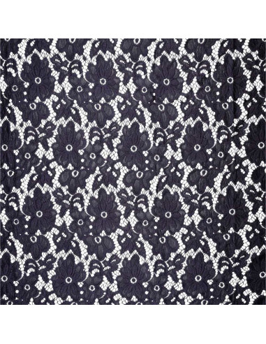 Stretch guipure stof Bloom - Marineblauw