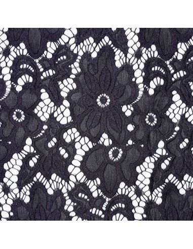 Stretch guipure stof Bloom - Marineblauw
