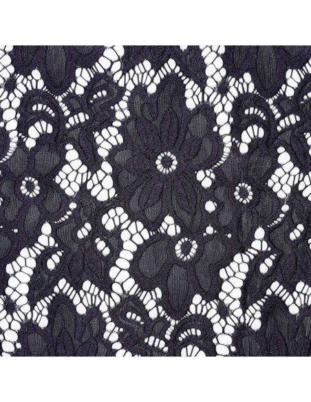 Stretch guipure stof Bloom - Marineblauw