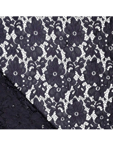Stretch guipure stof Bloom - Marineblauw