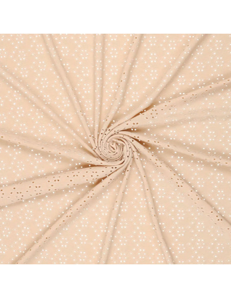 Rekbare Engelse borduurstof - Lichtbeige