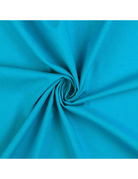 Effen cretonne katoenen stof - Turkoois blauw