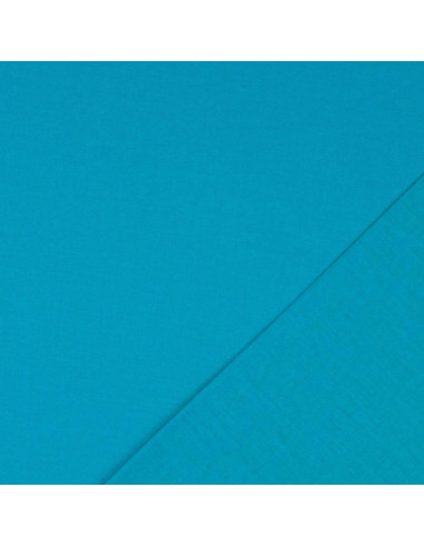 Effen cretonne katoenen stof - Turkoois blauw