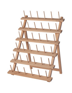 Houten display voor 36 klosjes garen