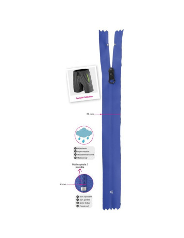 Onzichtbare waterdichte rits 20 cm - Geel
