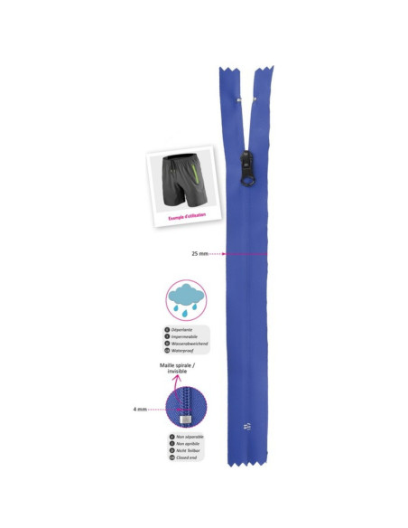Onzichtbare waterdichte rits 20 cm - Geel