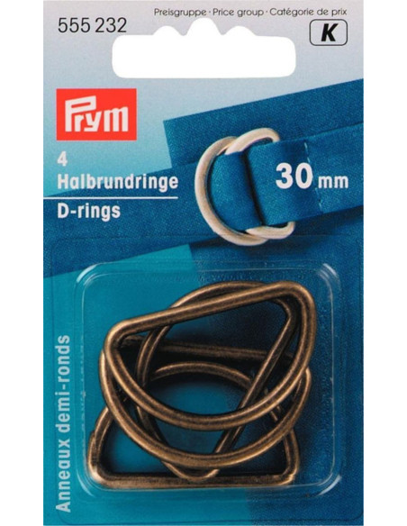 Doos met 4 D-ringen - Antiek messing 30 mm