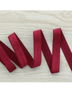 Voorgevouwen satijnen elastische biaisband 15 mm breed - Bordeaux