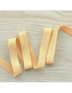 Voorgevouwen satijnen elastische biaisband 15 mm breed - Vanille