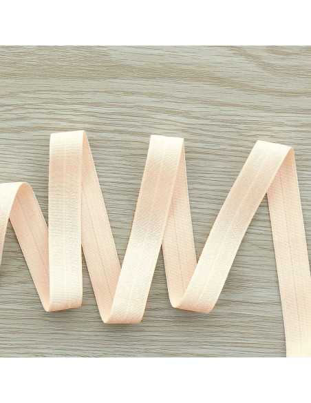 Voorgevouwen satijnen elastische biaisband 15 mm breed - Lichtroze