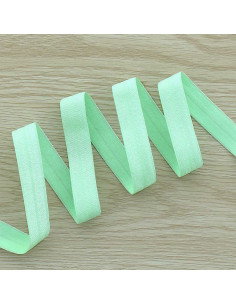 Voorgevouwen satijnen elastische biaisband 15 mm breed - Watergroen