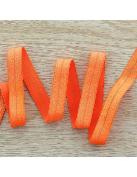 Voorgevouwen satijnen elastische biaisband 15 mm breed - Oranje