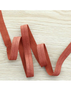 Voorgevouwen satijnen elastische biaisband 15 mm breed - Eekhoorn