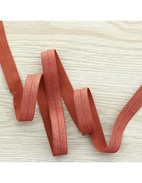 Voorgevouwen satijnen elastische biaisband 15 mm breed - Eekhoorn