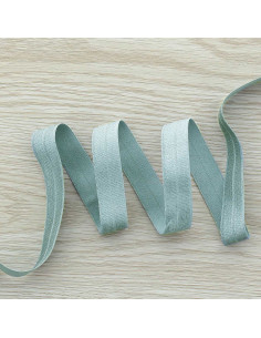 Voorgevouwen satijnen elastische biaisband 15 mm breed - Horizonblauw