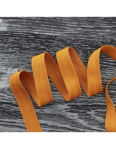 Voorgevouwen elastische biaisband mat 20 mm breed - Oker