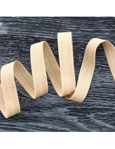 Voorgevouwen elastische biaisband 20 mm breed - Lichtbeige