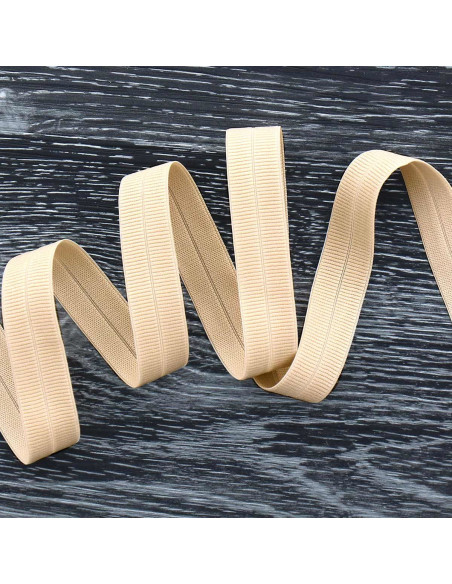 Voorgevouwen elastische biaisband 20 mm breed - Lichtbeige