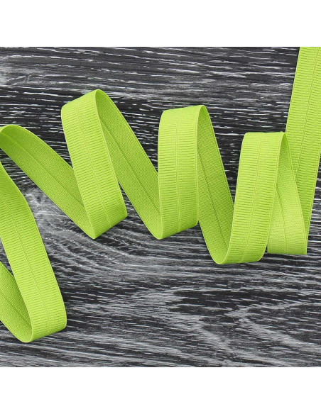 Voorgevouwen elastische biaisband mat 20 mm breed - Limoengroen