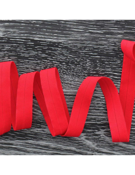 Voorgevouwen elastische biaisband mat 20 mm breed - Rood