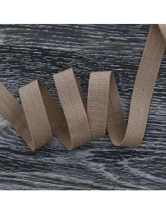 Voorgevouwen elastische biaisband mat 20 mm breed - Taupe