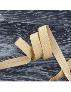 Voorgevouwen elastische biaisband mat 20 mm breed - Zandkleurig