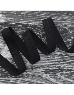 Voorgevouwen elastische biaisband mat 20 mm breed - Zwart