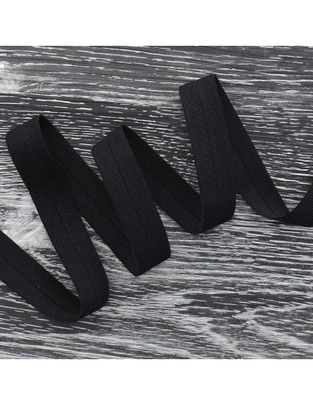 Voorgevouwen elastische biaisband mat 20 mm breed - Zwart