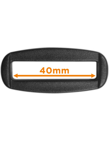 Zwarte rechthoekige kunststof passant 40 mm